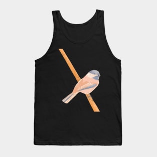 Great tit illustration beige, blue and pink colored bird Tank Top